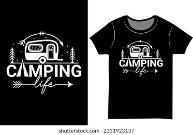 Mountain Camping SVG t shirt design. Hiking camp outdoor gift shirt. svg