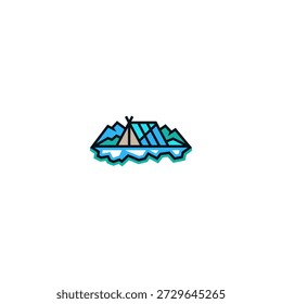 Mountain camping with tent logo design.