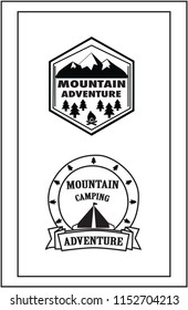 mountain camping vector drawn patches