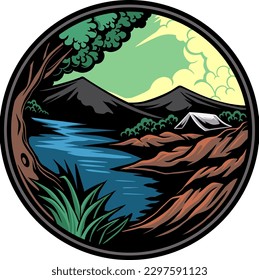 Mountain camping vector illustration design