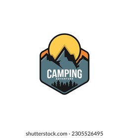 Mountain Camping Vector Logo Template