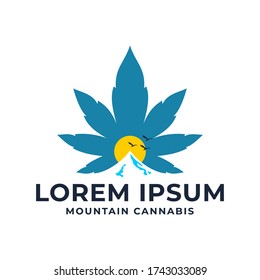 Mountain Cannabis Leaf Logo Template