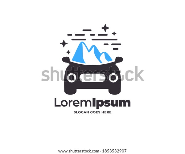 Mountain car adventure logo template. Cute car
travel logo design