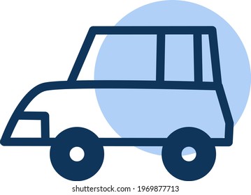 Mountain car, icon illustration, vector on white background