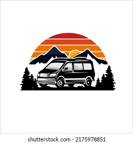 mountain car illustration design for your brand, t-shirt and identity