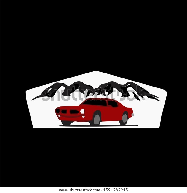 mountain and car simple\
design template