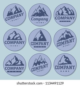 Mountain cards vector silhouette nature outdoor rocky snow ice top decorative landscape travel climbing hill peak hiking illustration