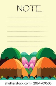 mountain cartoon paper  for  taking notes with  line flat design style minimal vector illustration.