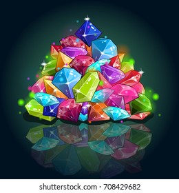 Montaña de las gemas vectoriales de dibujos animados