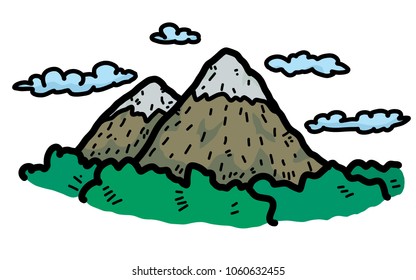 mountain / cartoon vector and illustration, hand drawn style, isolated on white background.