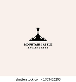 Mountain Castle logo template design in Vector illustration 