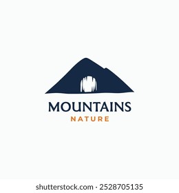 Logotipo da caverna da montanha ícone de estilo plano simples ilustração de vetor