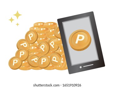 Mountain of a cellular phone and a point. Image of point return