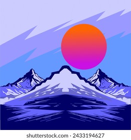 Mountain chain illustration Vector mountains snow