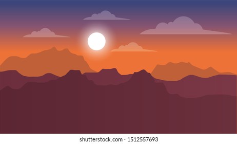 mountain chain landscape with gradient background