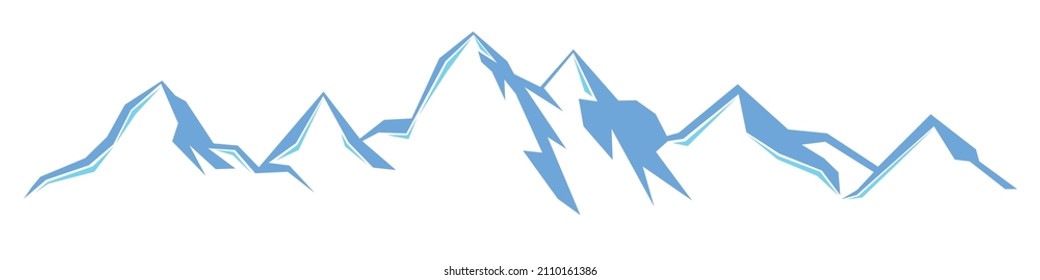 Mountain Chain Range Swiss Alp Vector Ice snow blue white background