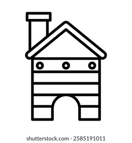 Mountain Chalet Vector Line Icon Design