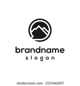 mountain chatting logo design vector