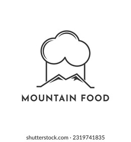 Diseño del logo del chef de montaña para el restaurante de negocios gastronómico