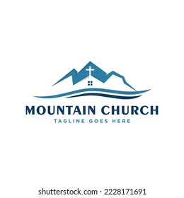 mountain church vector illustration logo design