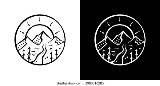 Mountain circle badge. mountain tatto design