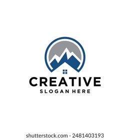 mountain circle house abstract logo design