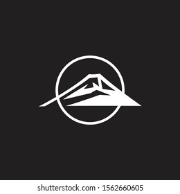 mountain circle line outdoor symbol vector