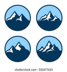 Mountain In Circle Logo Design Elements. Vector