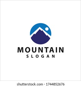 Mountain in Circle Logo Design Template. Vector illustration.