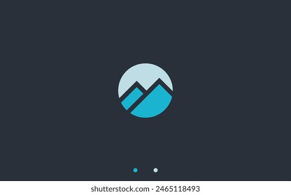 mountain with circle logo design vector silhouette illustration