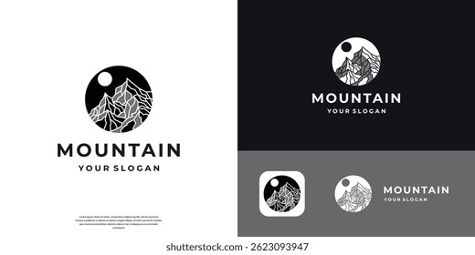 mountain circle logo template vector