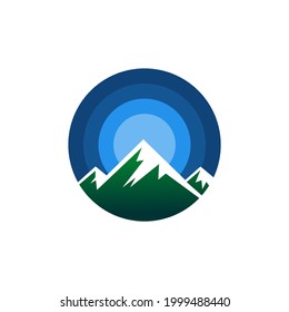 Mountain With Circle Logo Vector Illustration