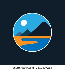 mountain circle logo vector illustration flat design isolated white background