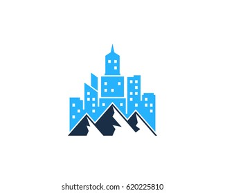 Mountain City Icon Logo Design Element