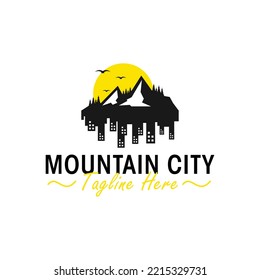 mountain city illustration logo design