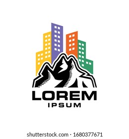 Mountain City Logo Design Vector. 