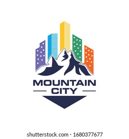 Mountain City Logo Design Vector. 
