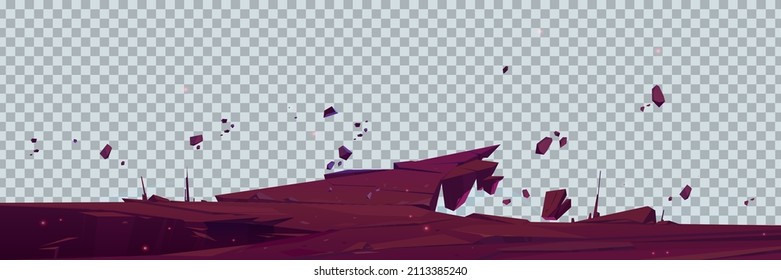 Mountain cliff with stone ledge isolated on transparent background. Vector cartoon illustration of fantasy landscape with stone ledge over precipice or abyss