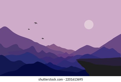 mountain with cliffs and bird silhouette best for adventure background