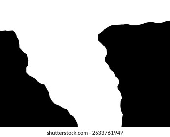 Silueta de acantilados de montaña. Colinas de roca negra