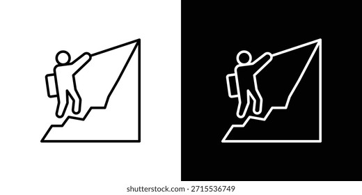 Ícone de escalada de montanha em design de linha. Ícones de traçado editáveis.