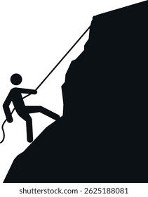 Mountain climb icon. A person climbing rock. Sport signs and symbols.