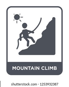 mountain climb icon vector on white background, mountain climb trendy filled icons from Humans collection, mountain climb simple element illustration
