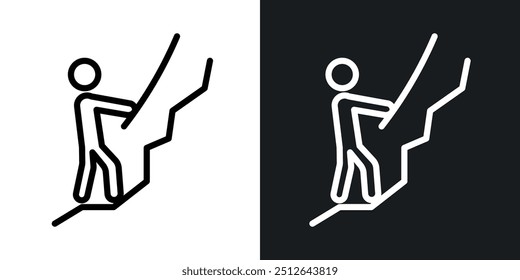 Mountain climb outlined icon vector collection.