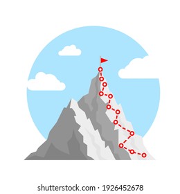 Mountain Climb Path Challenge Journey Base Infographic. Vector Growth Camp Mountain Climb Way Map