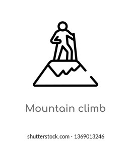 mountain climb vector line icon. Simple element illustration. mountain climb outline icon from humans concept. Can be used for web and mobile