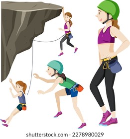 Mountain climber character extreme sport active lifestyle illustration