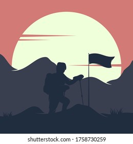 Mountain climber graphic design illustration
