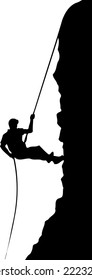 Mountain Climber on Rope Vector Illustration