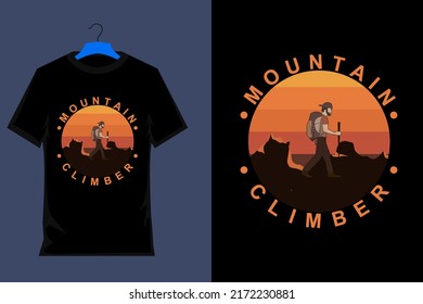 Mountain Climber Retro T Shirt Design Stock Vector (Royalty Free ...